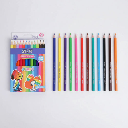 Lápices de colores jumbo Snoopy 12 unidades