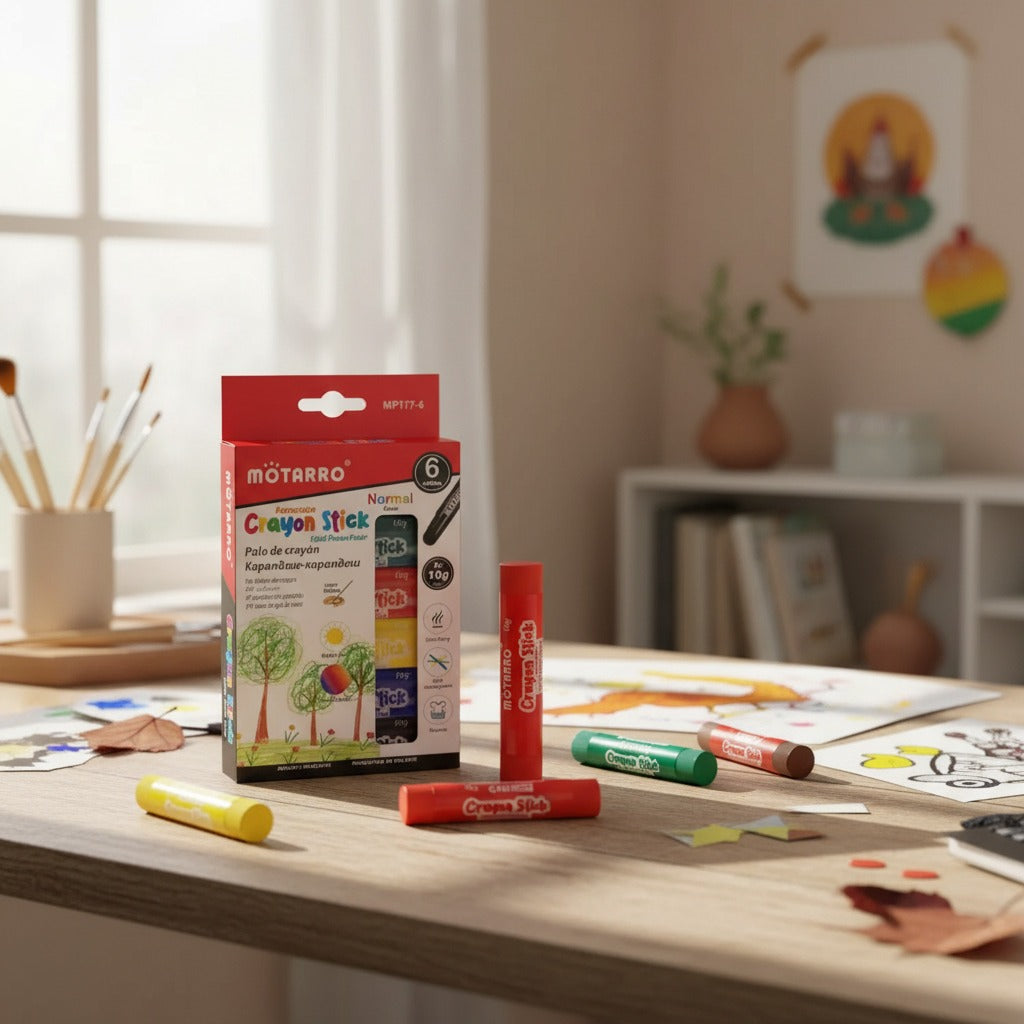 Lápices de Cera Barra Stick Retráctil 6 Unidades Colores Primarios