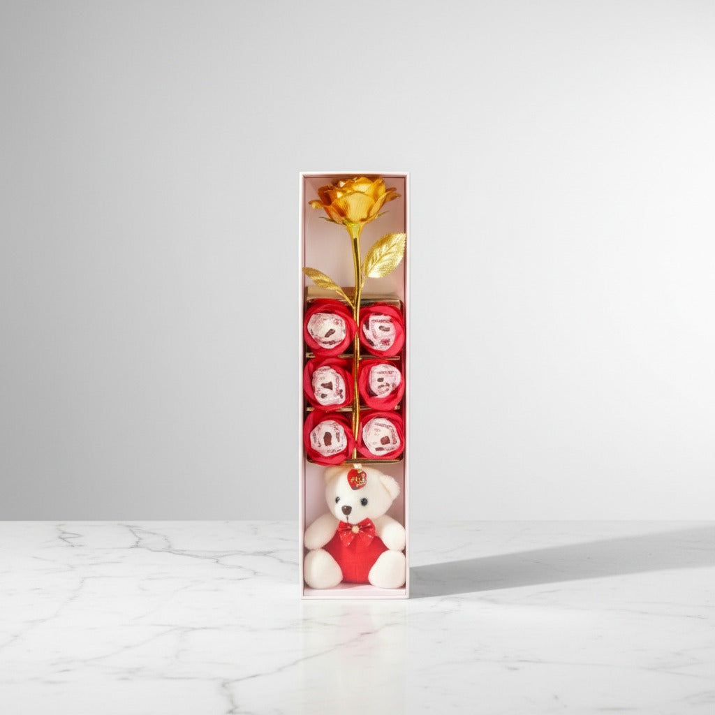 Regalo Rosa Eterna + Peluche + Rosas De Jabón San Valentín