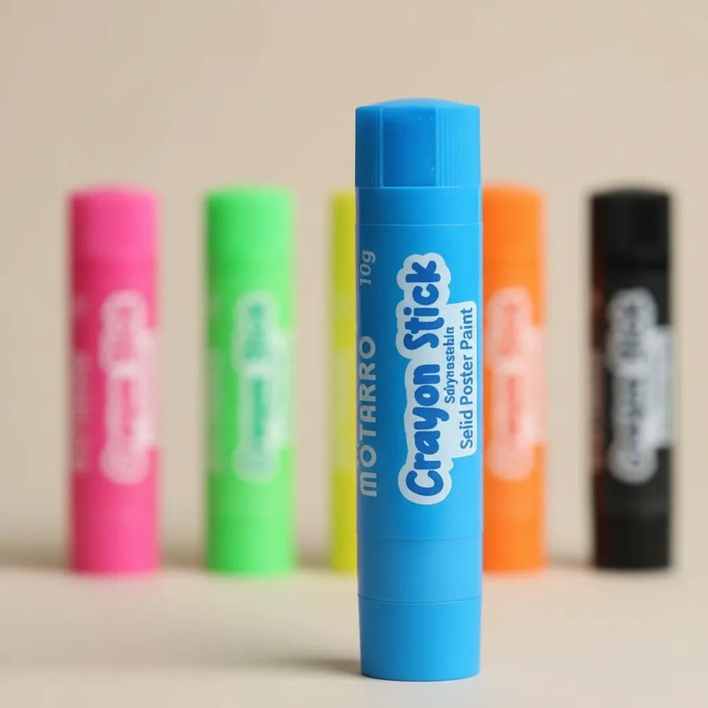 Lápices de Cera Barra Stick Retráctil 6 Unidades Colores Flúor