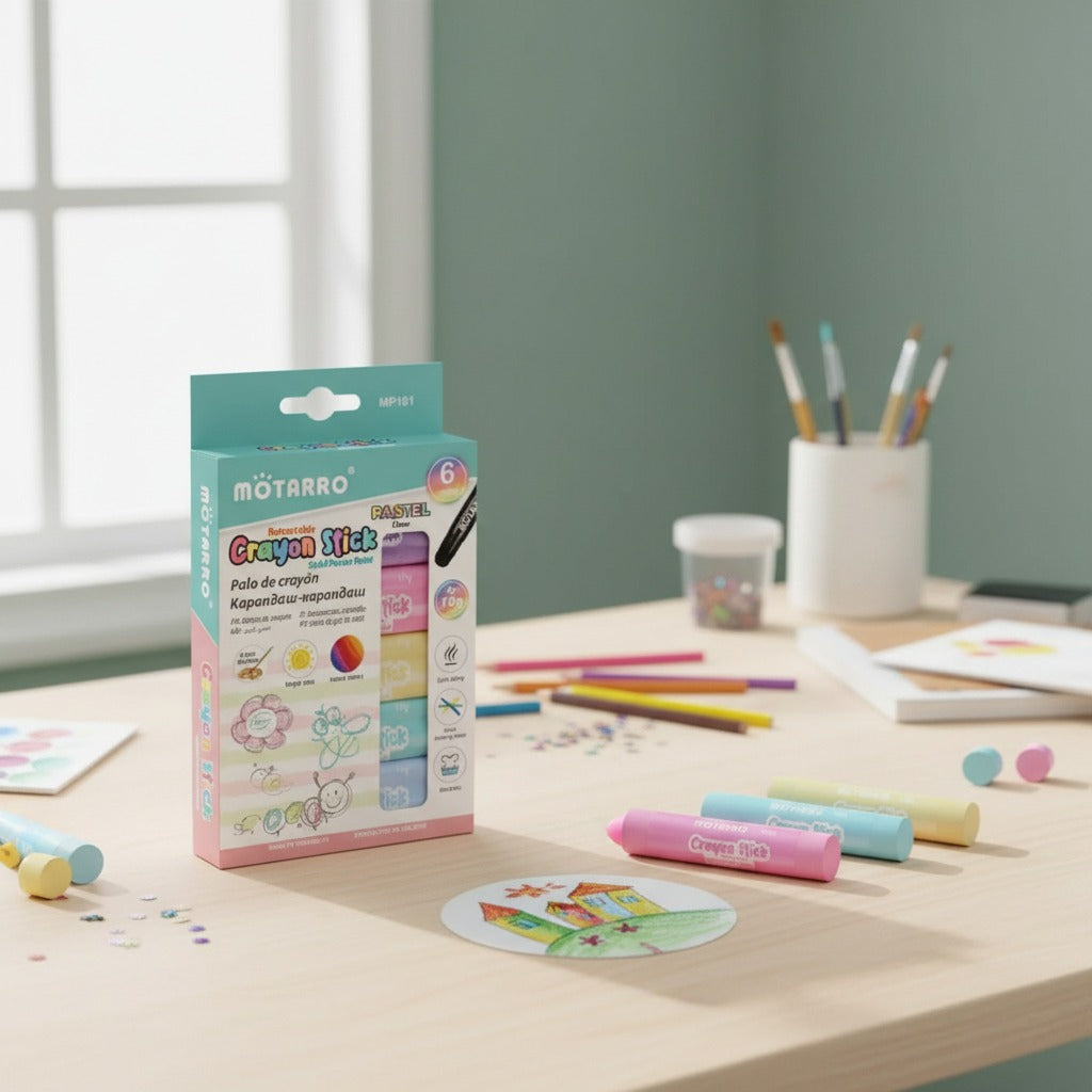 Lápices de Cera Stick 6 Unidades Colores Pastel