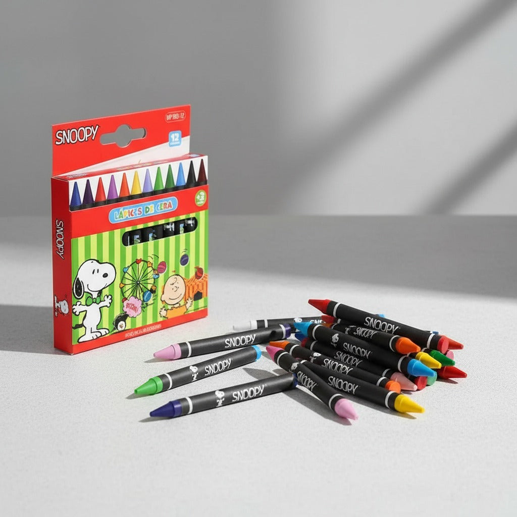 Lápices De Cera Snoopy 12 Unidades Para Arte