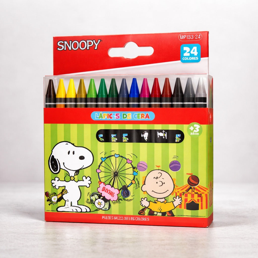 Lápices De Cera Snoopy 24 Unidades Para Arte