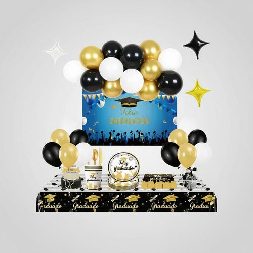 Set Decoración Graduación Globos + fondo