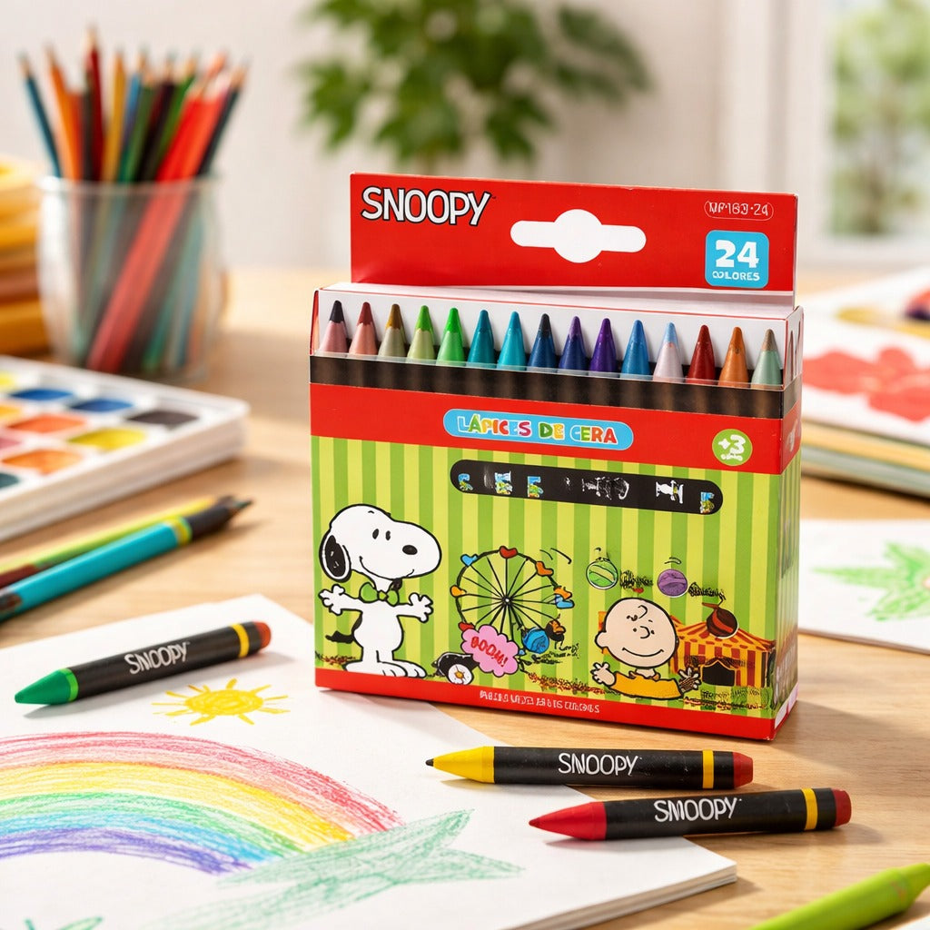Lápices De Cera Snoopy 24 Unidades Para Arte