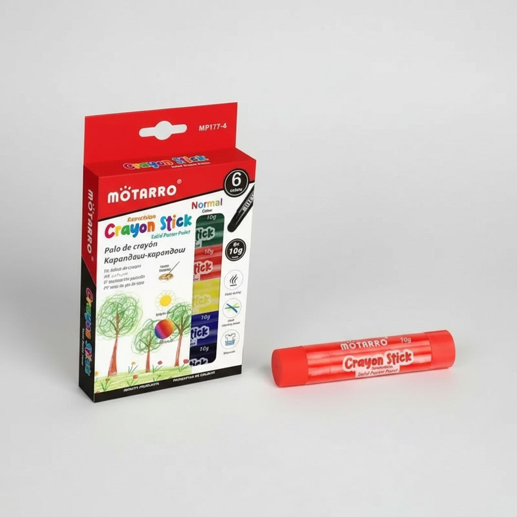 Lápices de Cera Barra Stick Retráctil 6 Unidades Colores Primarios