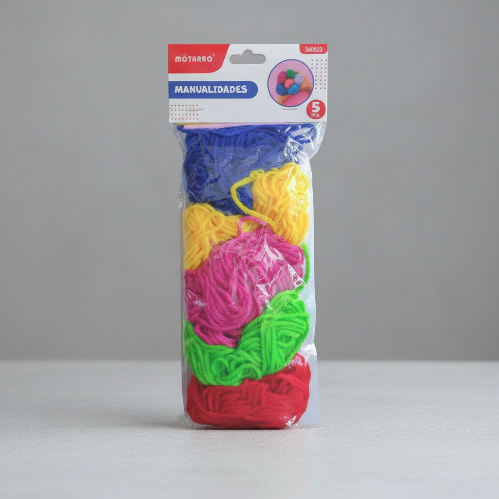 Set de Lanas para Manualidades 5 Colores y Aguja