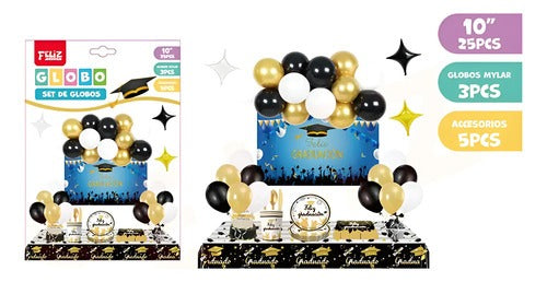 Set Decoración Graduación Globos + fondo