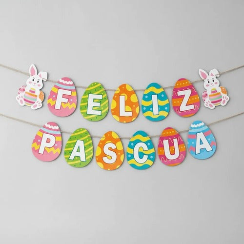 Guirnaldas Feliz Pascua Decorativa 5 Mts 13 Piezas Diseños