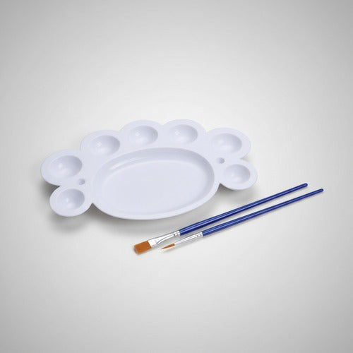 Pack De Paleta Y 2 Pinceles 10,5x16 Cm Uso Escolar