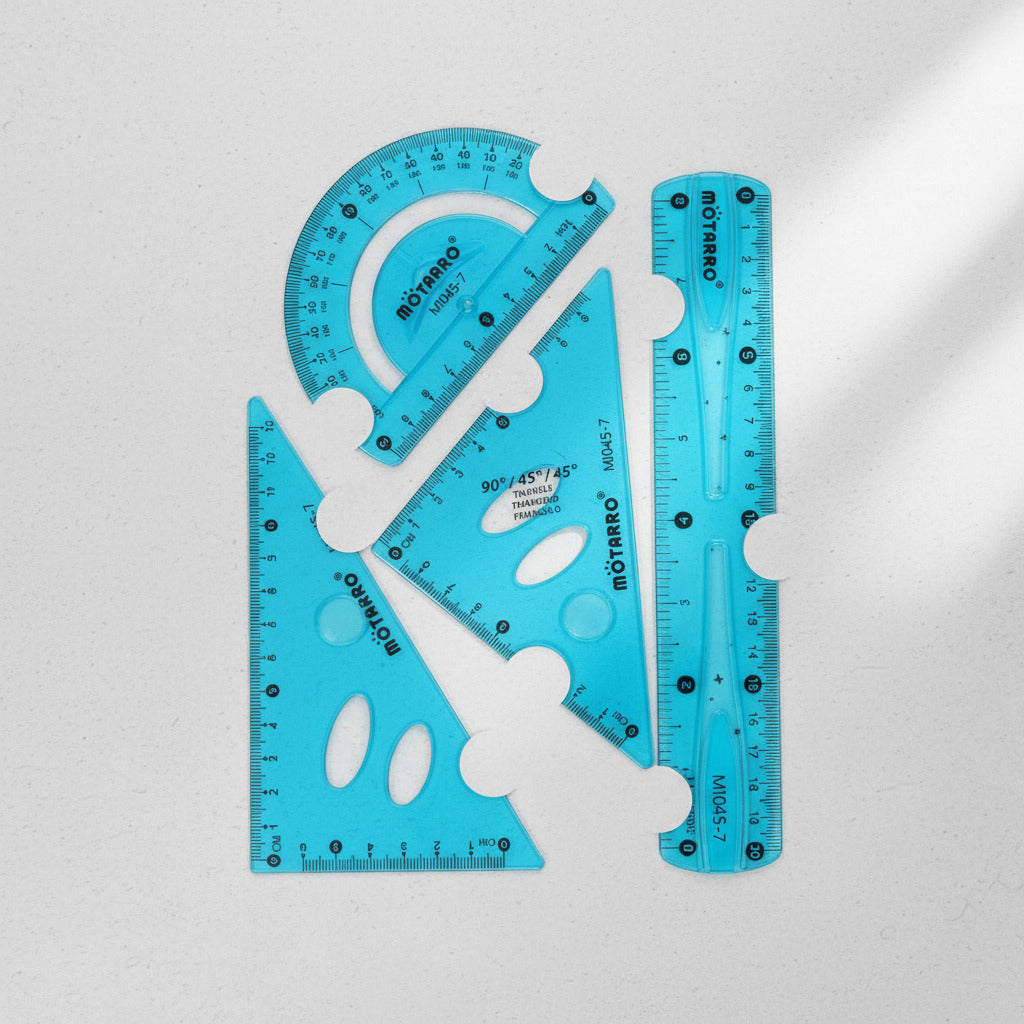 Set Reglas Escolares Flexibles 4 Piezas 20 cm