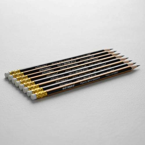 Caja 12 Lápices Grafito Hb Triangular Goma 19cm Útil Escolar