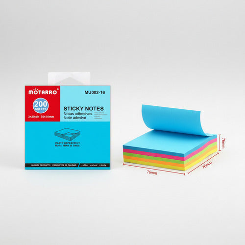 Taco Notas Adhesivas 76x76mm 200 Hojas Colores
