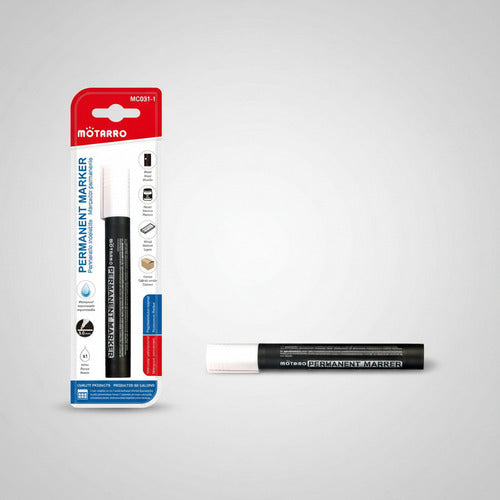 Marcador Permanente Blanco Motarro Punta Fina 3 Mm Escolar