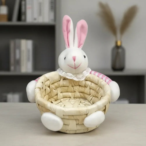 Canasto Para Huevos De Pascua Con Conejo 12x10 Cm