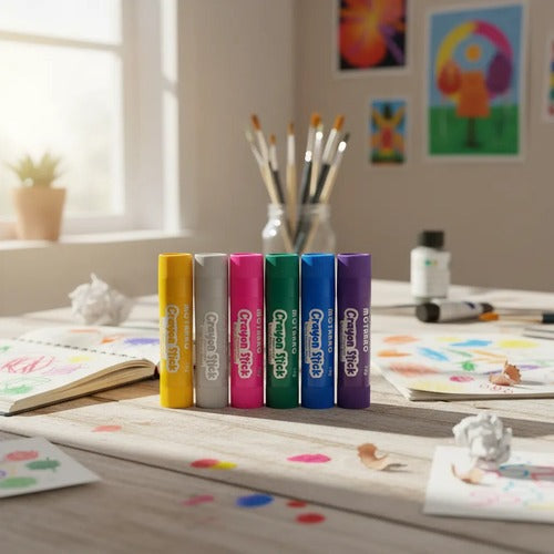 Lápices de Cera Barra Stick Retráctil 6 Unidades Colores Metálicos