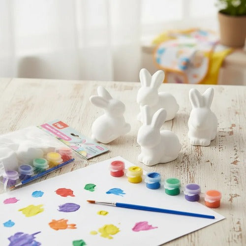 Kit Pintura Conejos Pascua 5 Unidades + Tempera + Pincel