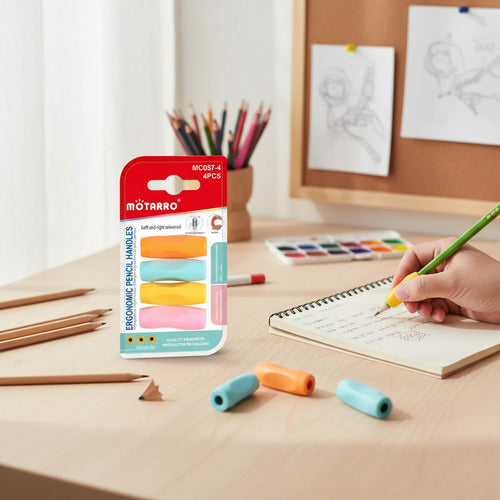 Pack 4 Mangos Ergonómicos Para Lápiz Pasta Útil Escolar