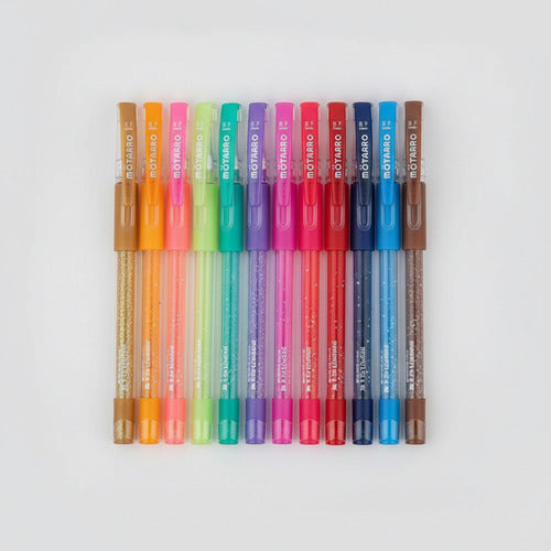 Pack 10 Lápices Gel Glitter Fluorescentes/Nacarados Punta Fina 0.7 Mm