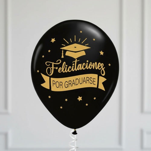 Set Globos Graduación Negro/dorado 7 Unidades