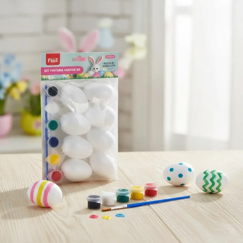 Kit Pintura Huevos De Pascua 10 Unidades + Tempera + Pincel