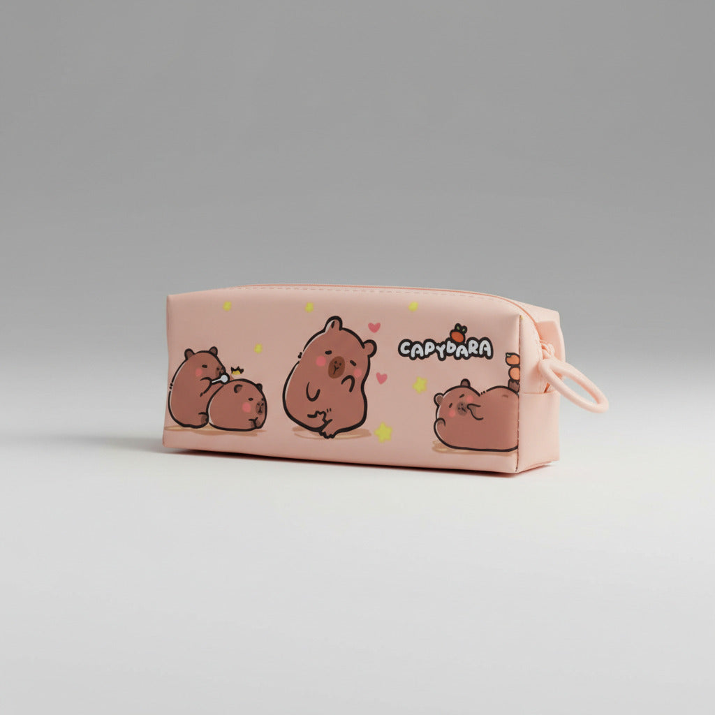 Estuche Escolar Capibara Kawaii Gran Cierre Capacidad 21 Cm
