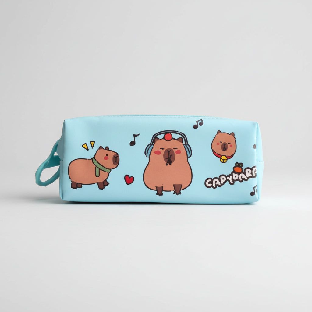 Estuche Escolar Capibara Kawaii Gran Cierre Capacidad 21 Cm